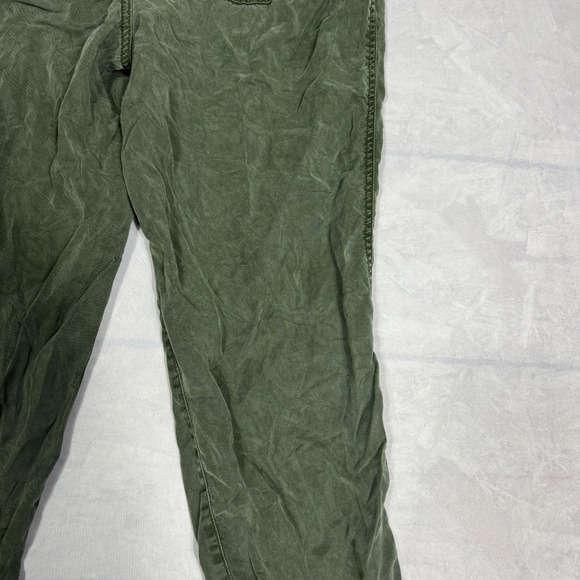 Loft Womens Cropped Jogger Pants Olive Green Drawstring Waist Pockets Size MP - Picture 8 of 16
